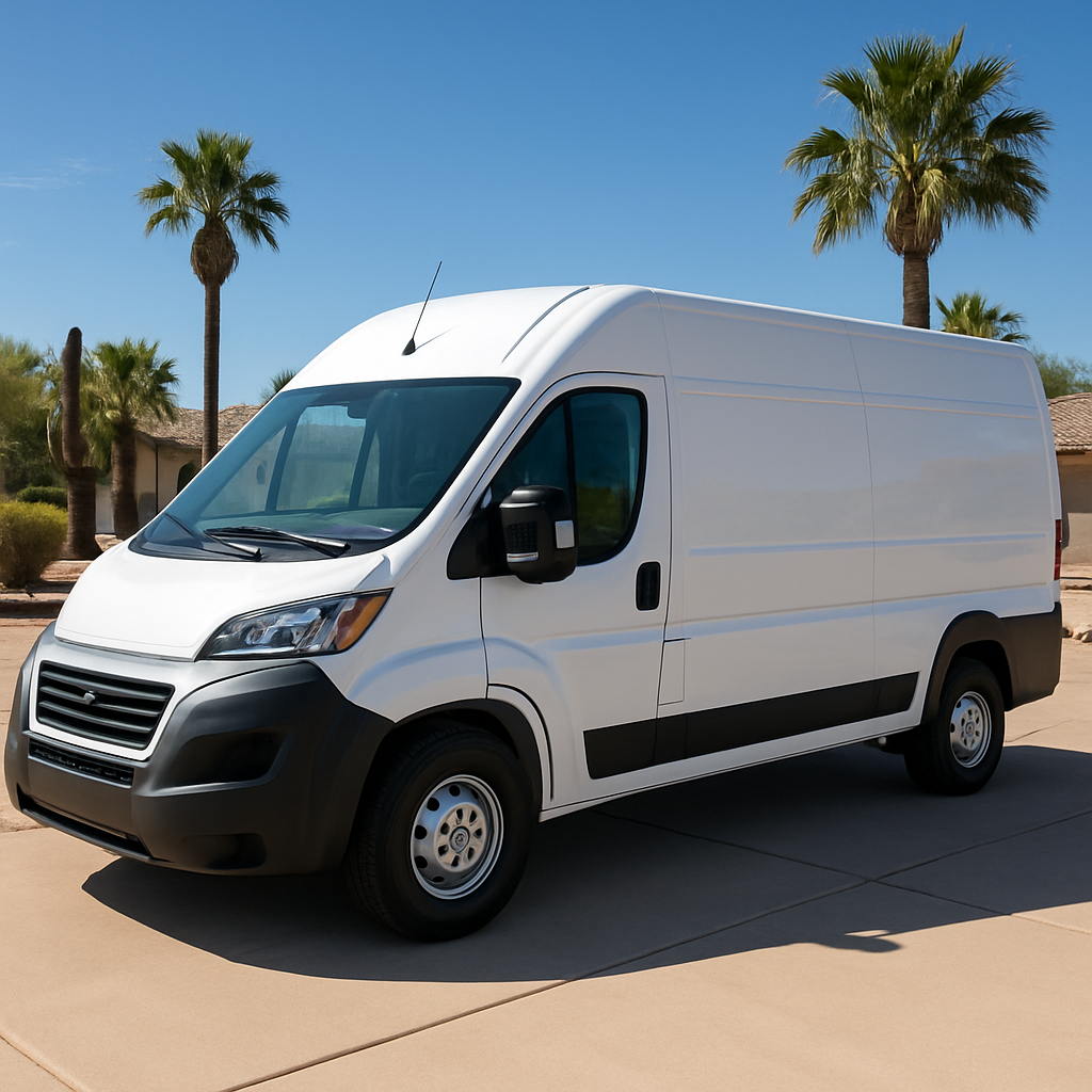 Copper State Plumbing service van parked in a Phoenix neighborhood